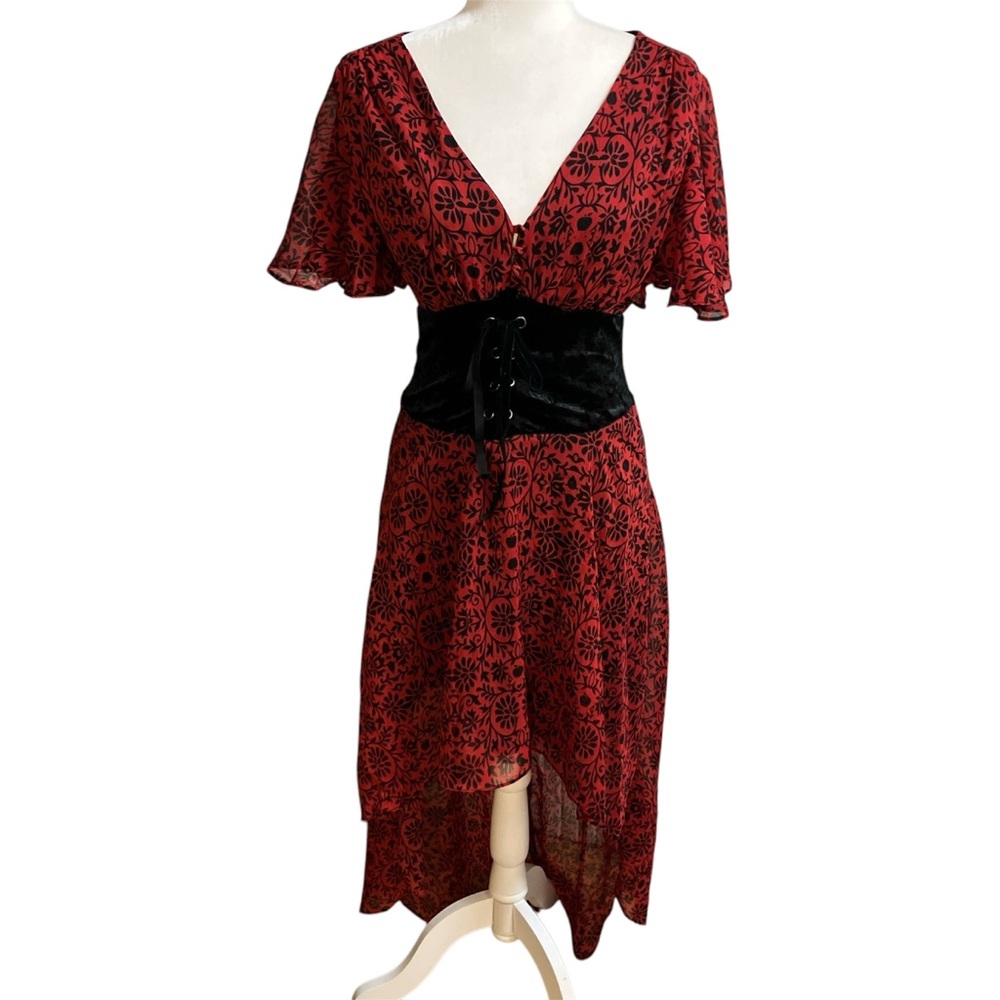 Cosplay Red Corset Midi Dress